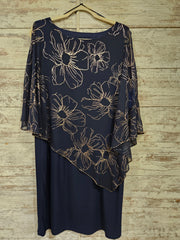 NAVY/GOLD MIDI DRESS $129