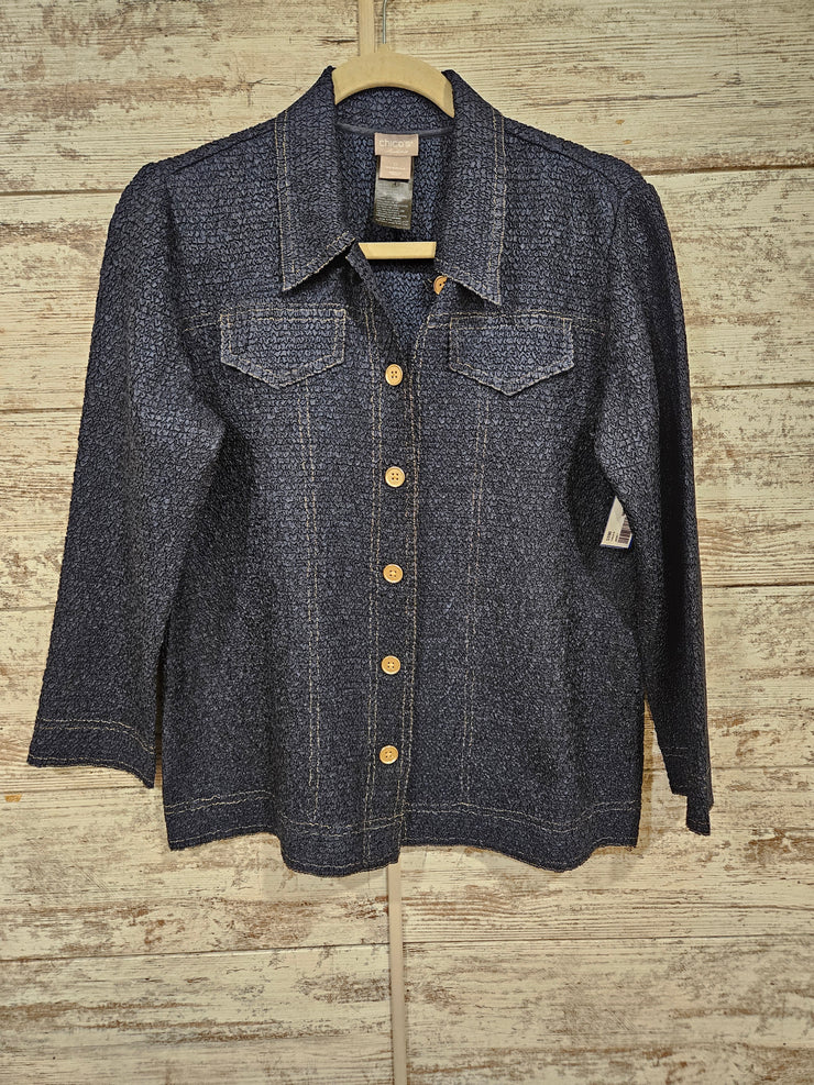 NAVY BUTTON UP JACKET/SHIRT