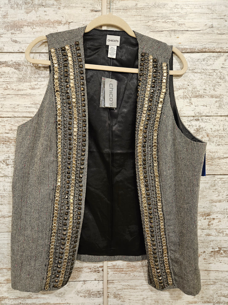 GRAY BEADED WOOL VEST-NEW$109