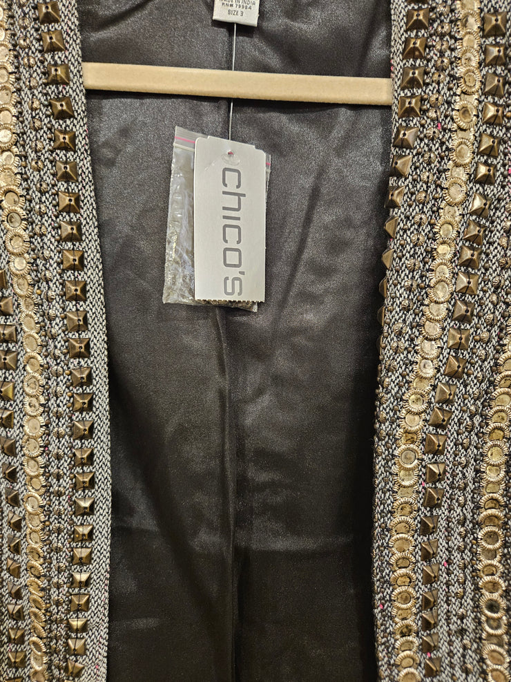 GRAY BEADED WOOL VEST-NEW$109