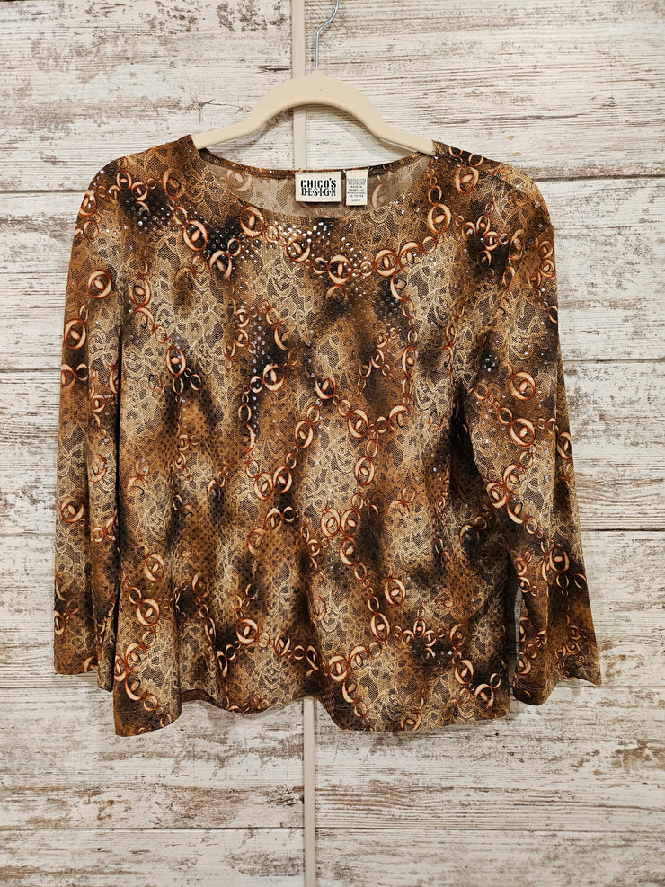 BROWN SPARKLY LONG SLEEVE TOP