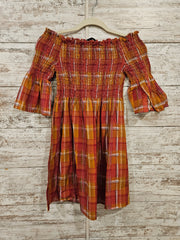 RUST COLORED CHECKED DRESS