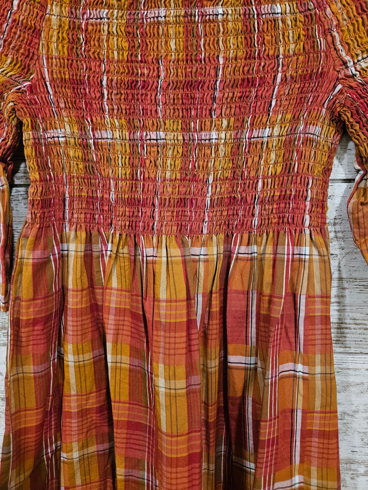 RUST COLORED CHECKED DRESS