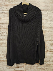 NAVY CHUNKY COWL NECK SWEATER