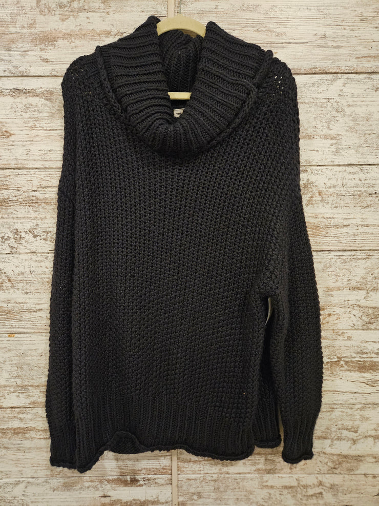 NAVY CHUNKY COWL NECK SWEATER