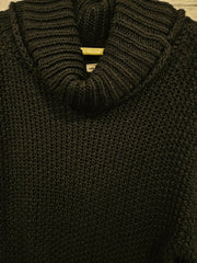 NAVY CHUNKY COWL NECK SWEATER