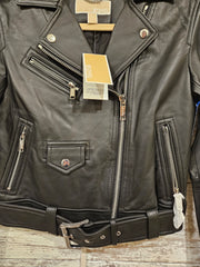 BLACK FAUX LEATHER JACKET $395