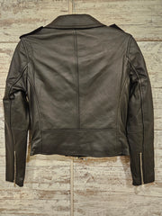 BLACK FAUX LEATHER JACKET $395