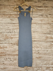 BLUE RIBBED MIDI DRESS-NEW$350