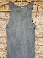 BLUE RIBBED MIDI DRESS-NEW$350