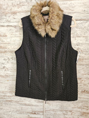 BLACK QUILTED ZIP UP VEST