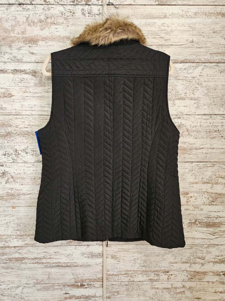 BLACK QUILTED ZIP UP VEST