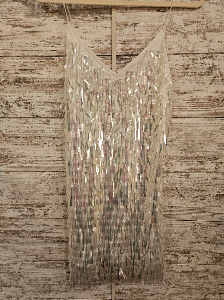 WHITE FUN SEQUIN PARTY DRESS