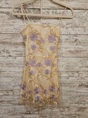 IVORY/PURPLE FLORAL SHORT DRES