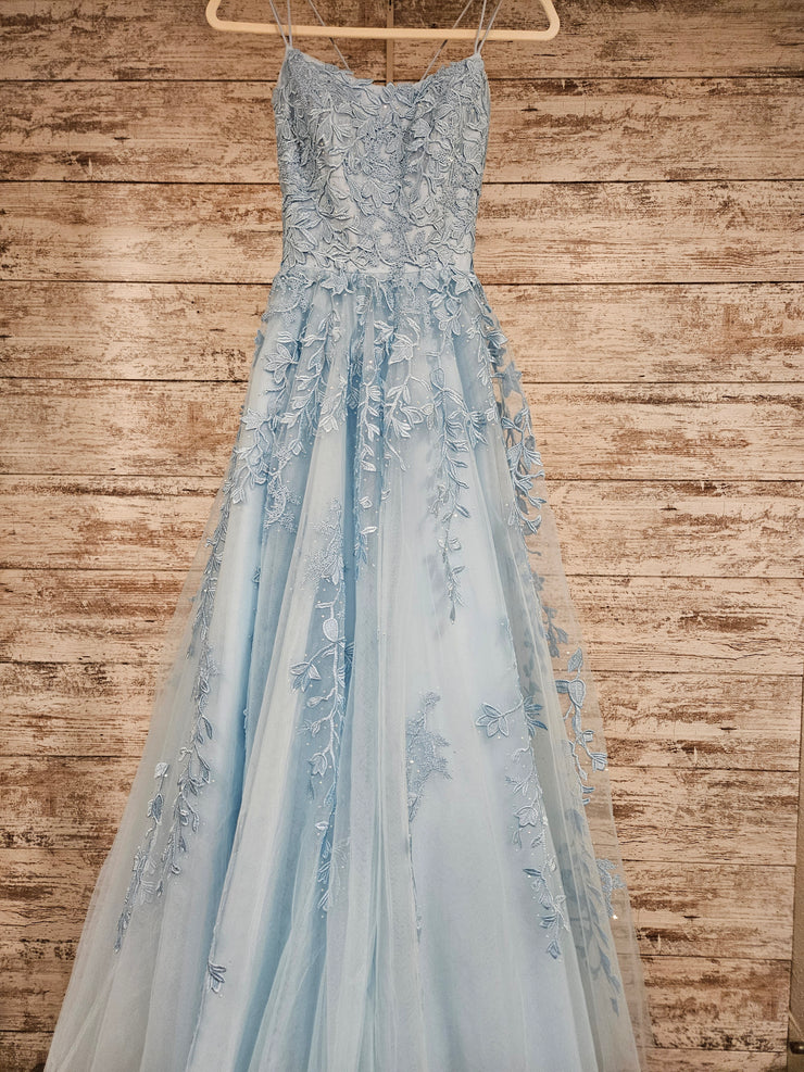 BLUE/FLORAL A LINE GOWN