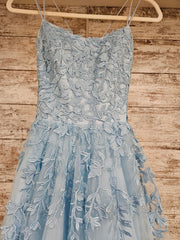 BLUE/FLORAL A LINE GOWN