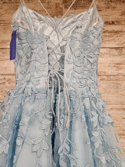 BLUE/FLORAL A LINE GOWN