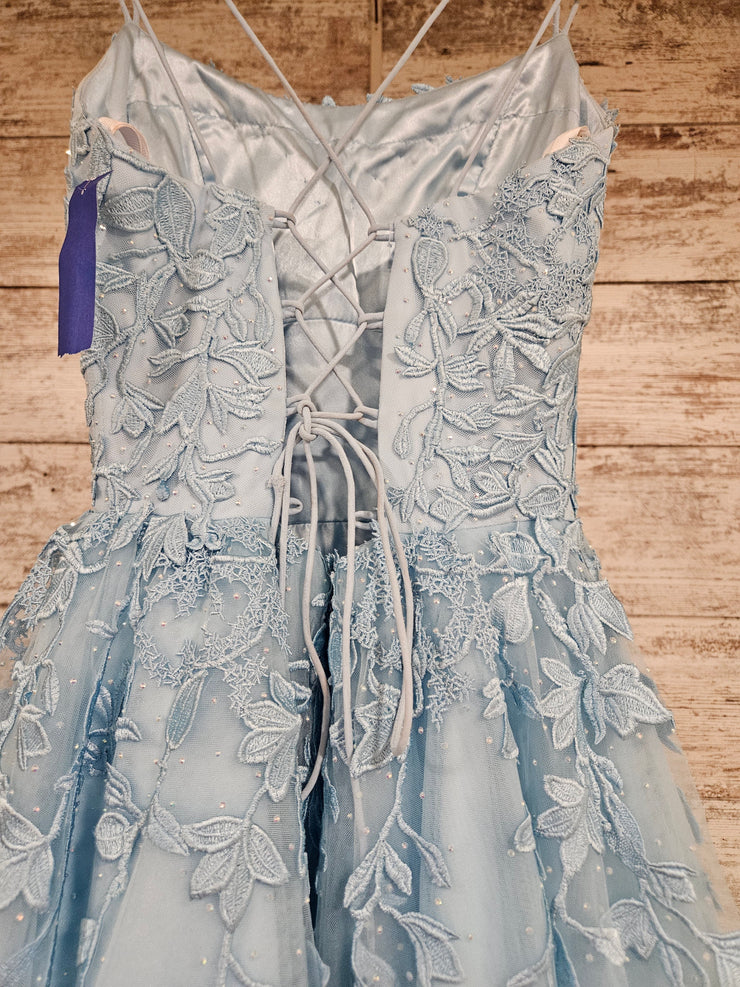 BLUE/FLORAL A LINE GOWN