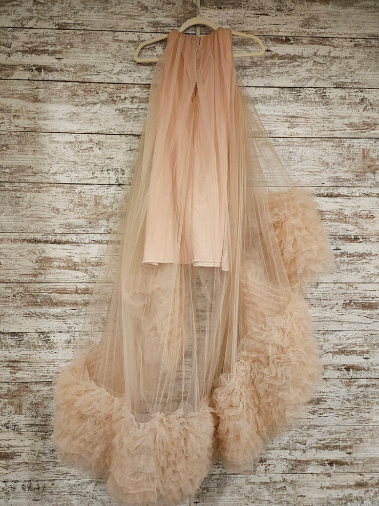 BLUSH FLUFFY HI LOW GOWN