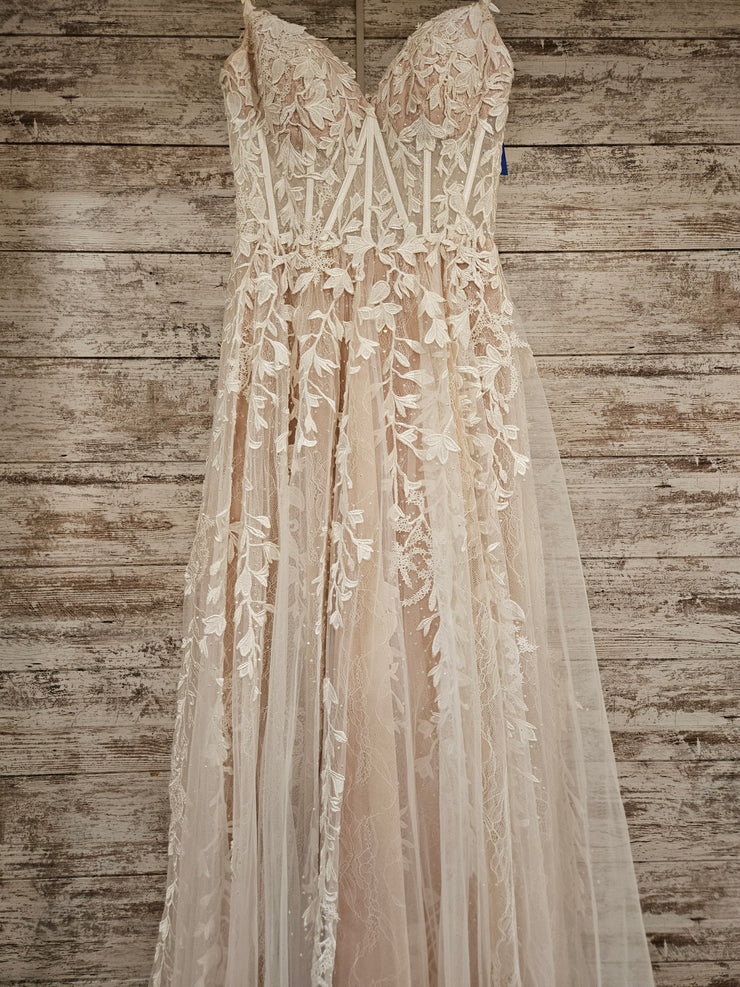 WHITE/FLORAL A LINE GOWN