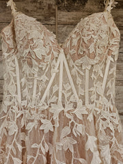 WHITE/FLORAL A LINE GOWN