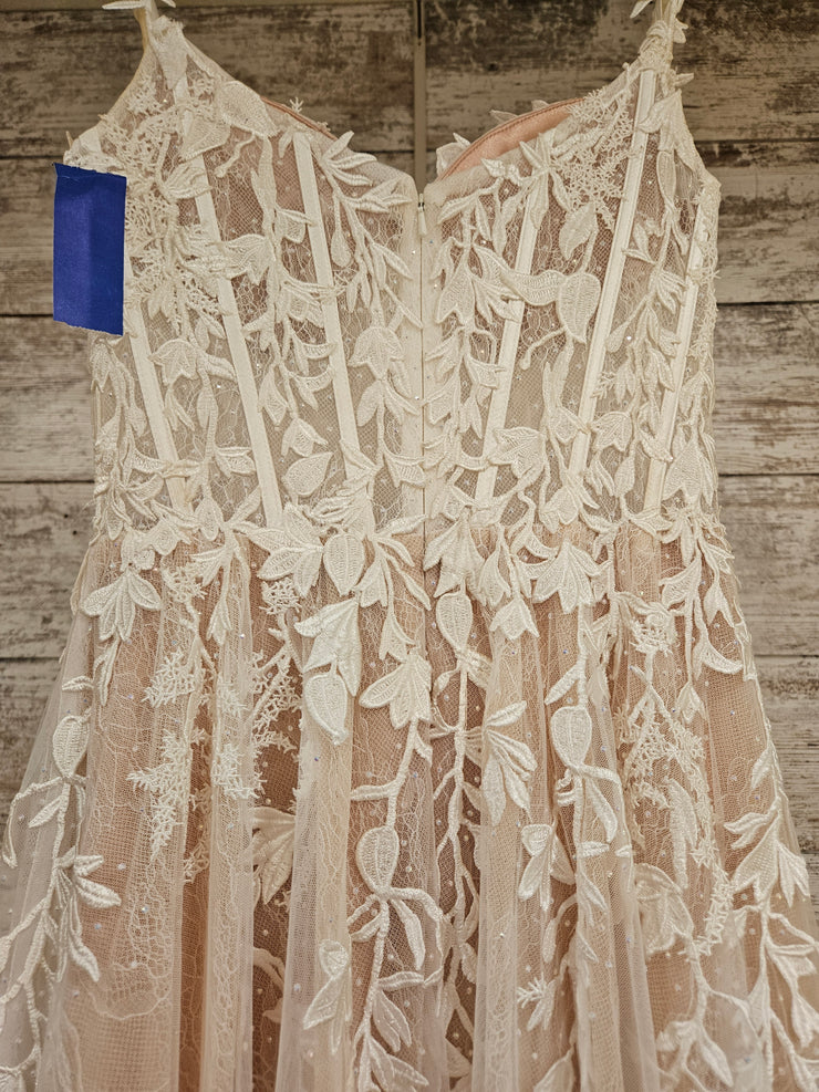 WHITE/FLORAL A LINE GOWN
