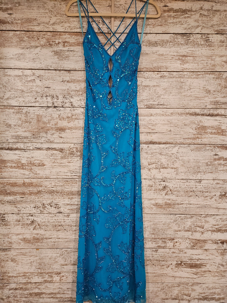 BLUE SPARKLY LONG DRESS