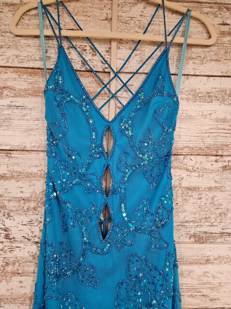 BLUE SPARKLY LONG DRESS