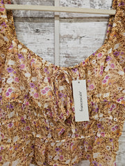 IVORY/TAN FLORAL CROP TOP-NEW