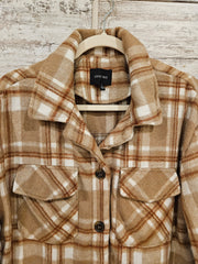 TAN/WHITE PLAID SHACKET