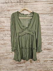 GREEN RUFFLED DRESS (NEW) $54