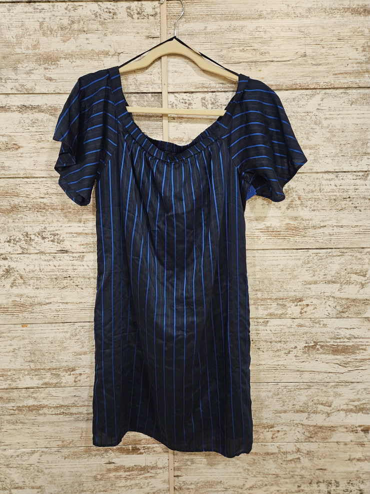 BLACK/BLUE STRIPED DRESS