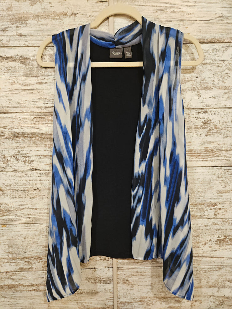 BLUE/WHITE OPEN VEST $109