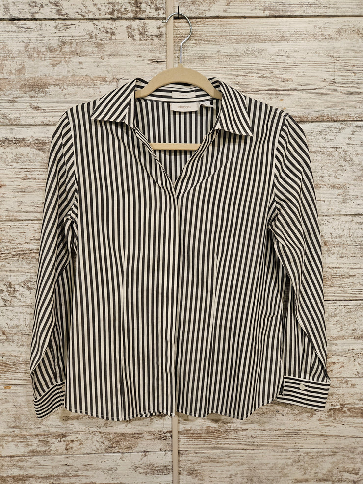 GRAY/WHITE STRIPED SHIRT