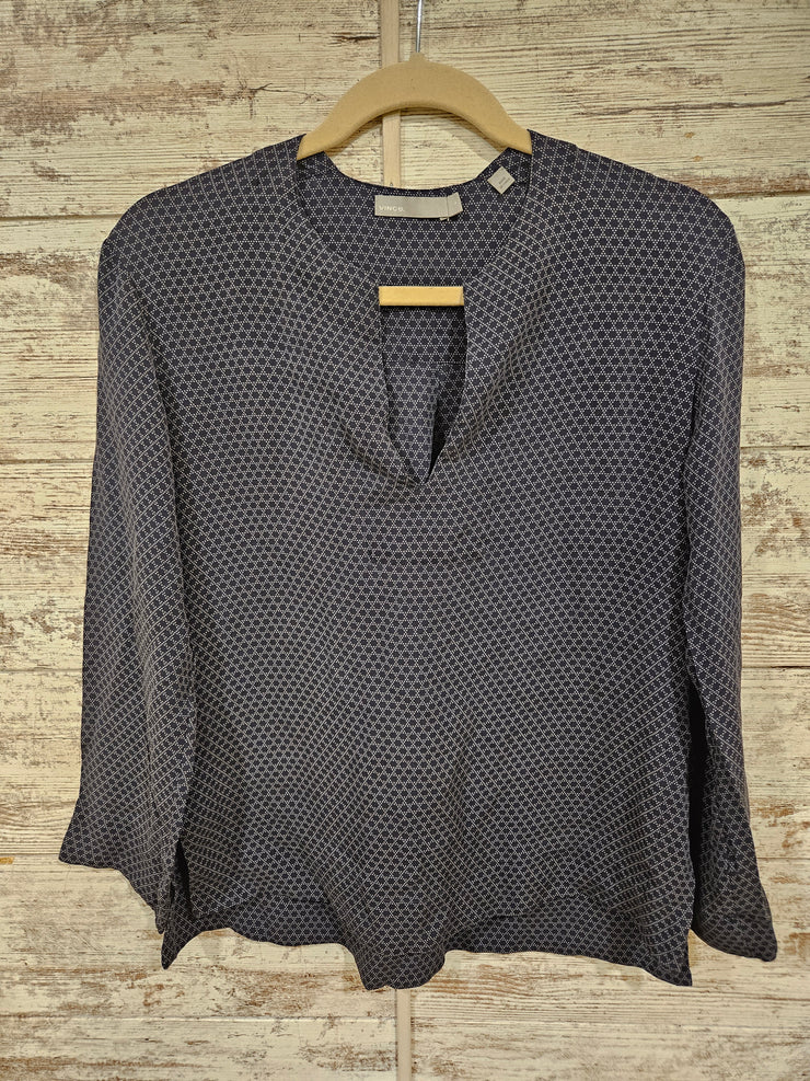 NAVY 100% SILK BLOUSE $325