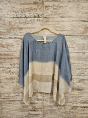 BLUE/IVORY PONCHO TOP