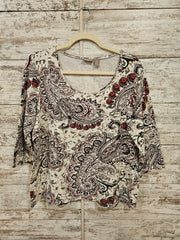 IVORY/RED LONG SLEEVE TOP