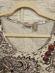 IVORY/RED LONG SLEEVE TOP