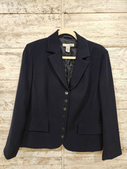 NAVY BUTTON UP BLAZER $159