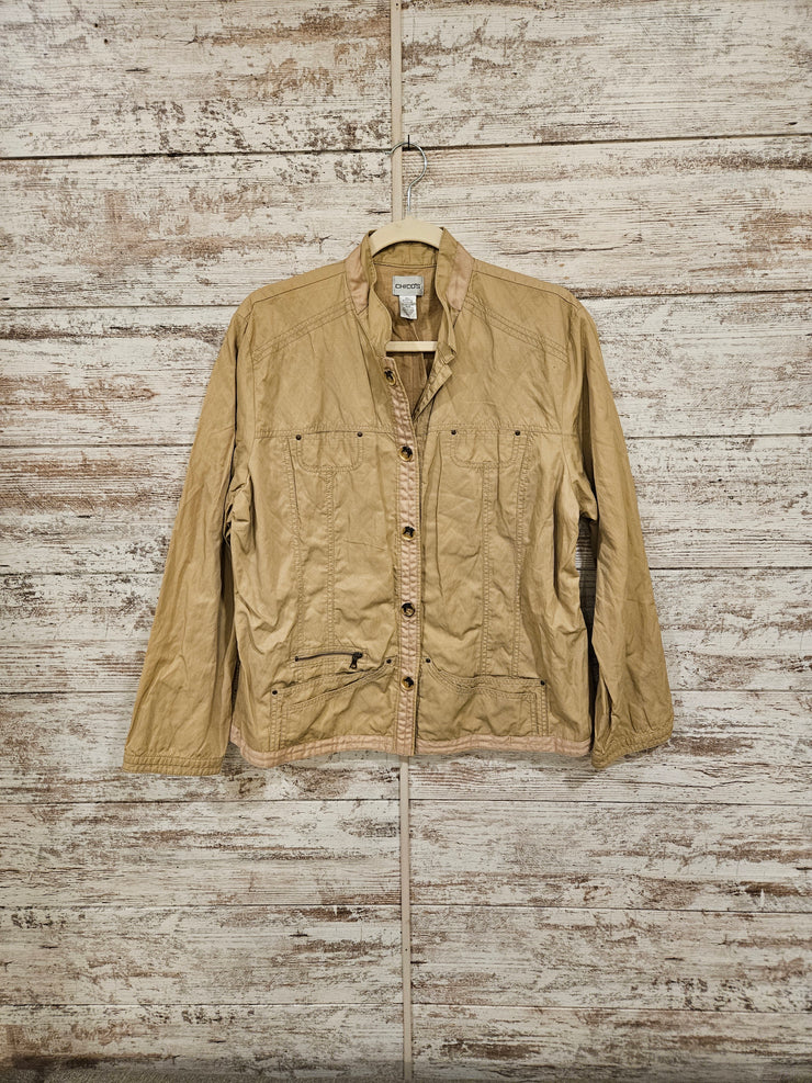 TAN BUTTON UP JACKET $129