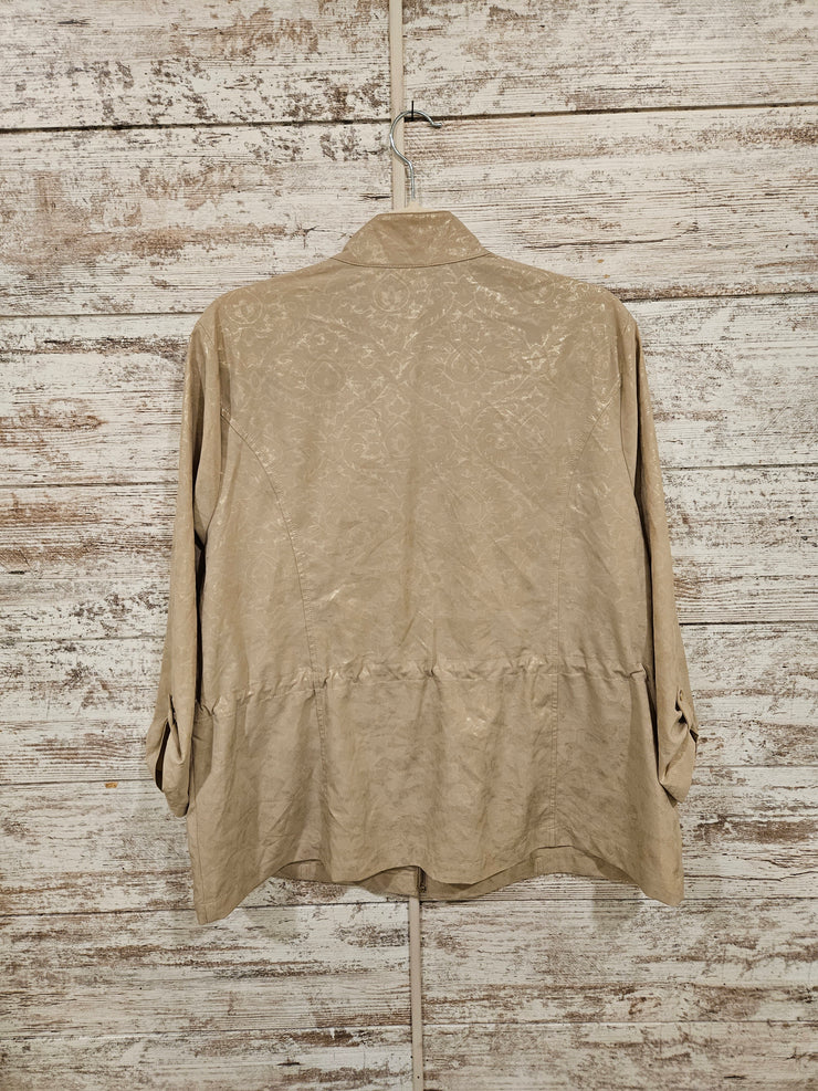 TAN ZIP UP METALLIC JACKET$139