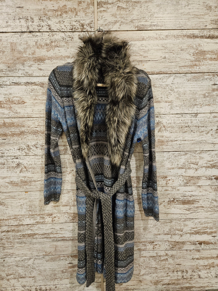 BLUE/GRAY LONG CARDIGAN $129
