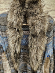 BLUE/GRAY LONG CARDIGAN $129