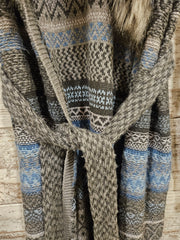 BLUE/GRAY LONG CARDIGAN $129