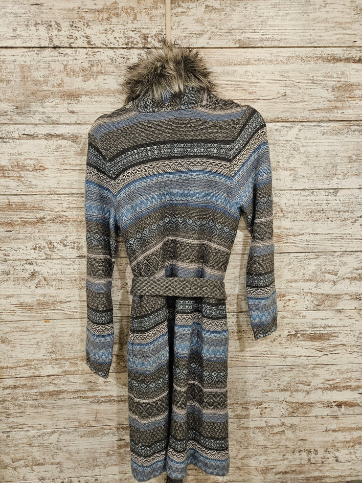 BLUE/GRAY LONG CARDIGAN $129