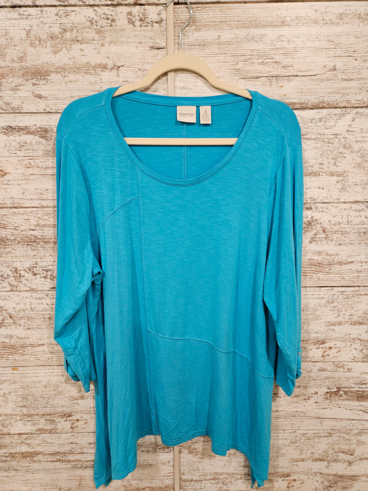TURQUOISE FLOWY TOP $99