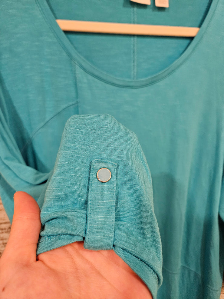 TURQUOISE FLOWY TOP $99