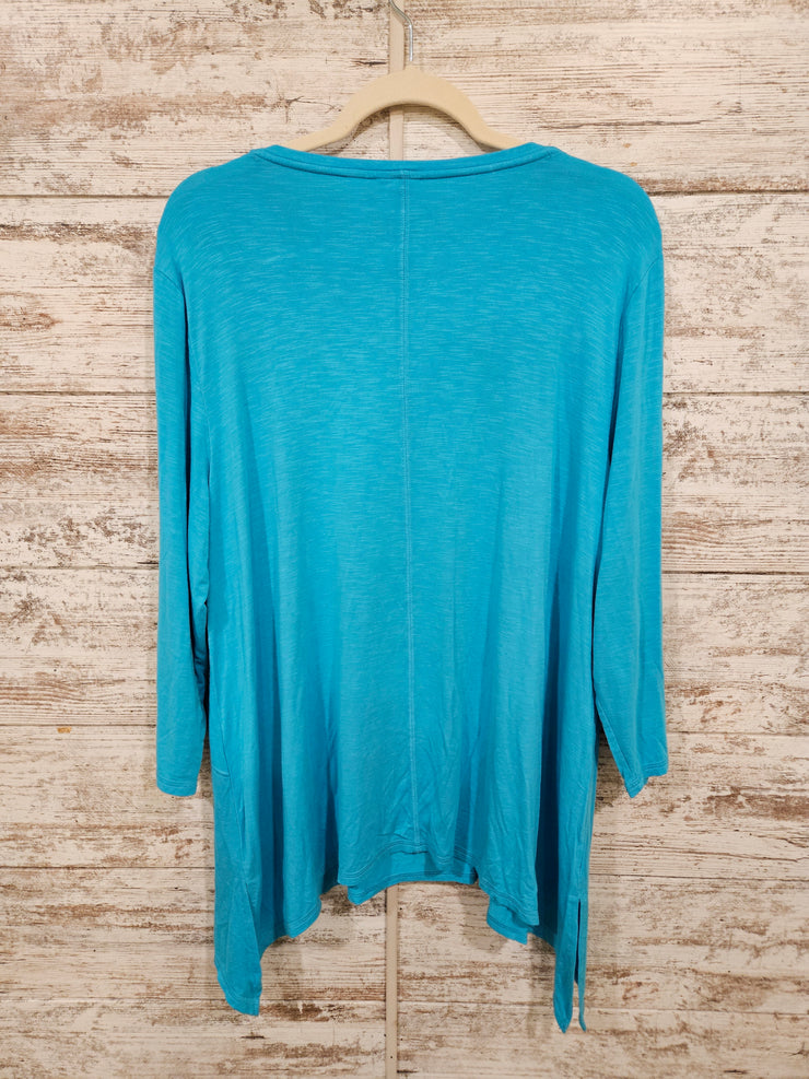 TURQUOISE FLOWY TOP $99