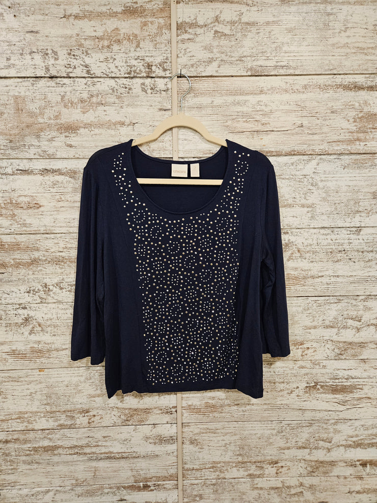 NAVY/SILVER TOP $109