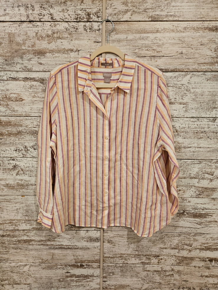 PINK STRIPED NO IRON SHIRT $99